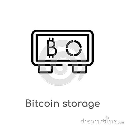 outline bitcoin storage vector icon. isolated black simple line element illustration from multimedia concept. editable vector Vector Illustration