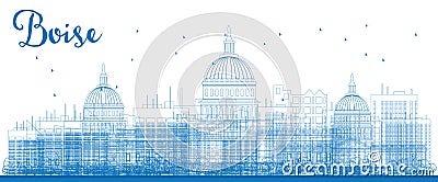 Outline Boise Skyline with Blue Buildings. Stock Photo