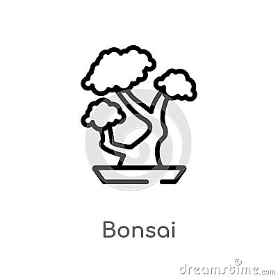 outline bonsai vector icon. isolated black simple line element illustration from ecology concept. editable vector stroke bonsai Vector Illustration