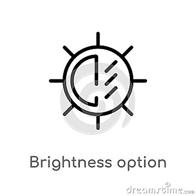 outline brightness option vector icon. isolated black simple line element illustration from electronic stuff fill concept. Vector Illustration