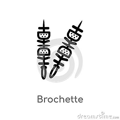 outline brochette vector icon. isolated black simple line element illustration from food concept. editable vector stroke brochette Vector Illustration