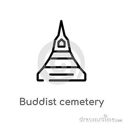 outline buddist cemetery vector icon. isolated black simple line element illustration from buildings concept. editable vector Vector Illustration