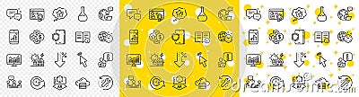 Outline Building energy, Employees messenger and Ranking stars line icons. For web app. Vector Vector Illustration