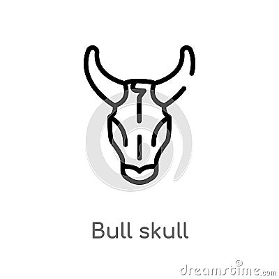 outline bull skull vector icon. isolated black simple line element illustration from wild west concept. editable vector stroke Vector Illustration