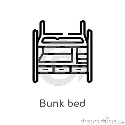 outline bunk bed vector icon. isolated black simple line element illustration from furniture concept. editable vector stroke bunk Vector Illustration