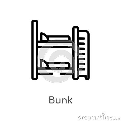 outline bunk vector icon. isolated black simple line element illustration from hotel concept. editable vector stroke bunk icon on Vector Illustration