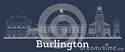 Outline Burlington Vermont City Skyline with White Buildings Stock Photo