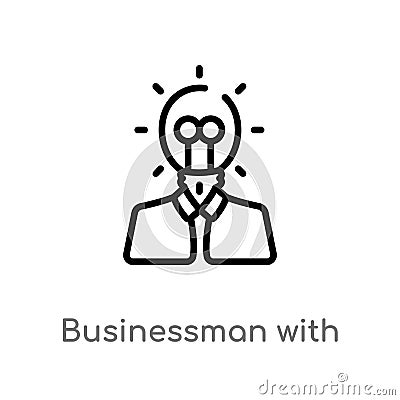 outline businessman with an idea vector icon. isolated black simple line element illustration from business concept. editable Vector Illustration