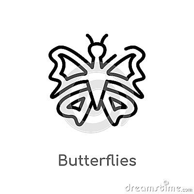 Outline butterflies vector icon. isolated black simple line element illustration from gardening concept. editable vector stroke Vector Illustration