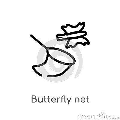 outline butterfly net vector icon. isolated black simple line element illustration from kids and baby concept. editable vector Vector Illustration