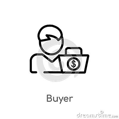 outline buyer vector icon. isolated black simple line element illustration from payment methods concept. editable vector stroke Vector Illustration