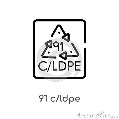 outline 91 c/ldpe vector icon. isolated black simple line element illustration from user interface concept. editable vector stroke Vector Illustration