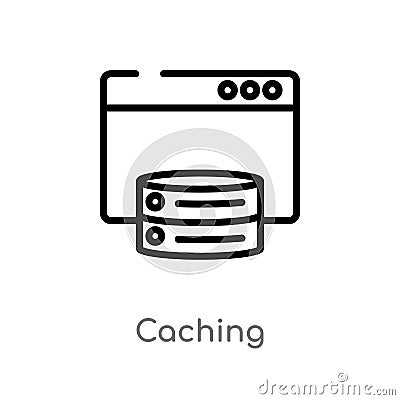 outline caching vector icon. isolated black simple line element illustration from technology concept. editable vector stroke Vector Illustration