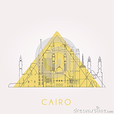 Outline Cairo skyline. Vector Illustration