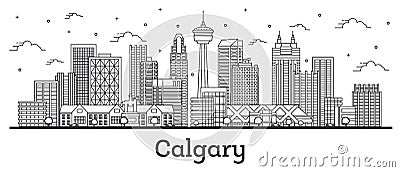 Outline Calgary Canada City Skyline with Modern Buildings Isolated on White Stock Photo