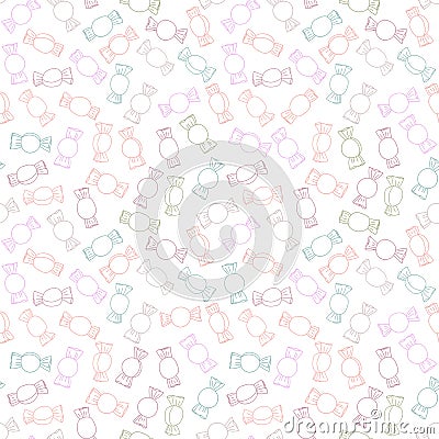 Outline candies. Seamless pattern. Sweet food background. Vector Illustration