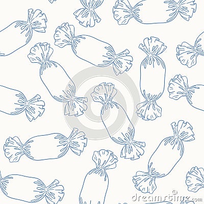 Outline candies seamless pattern Vector Illustration