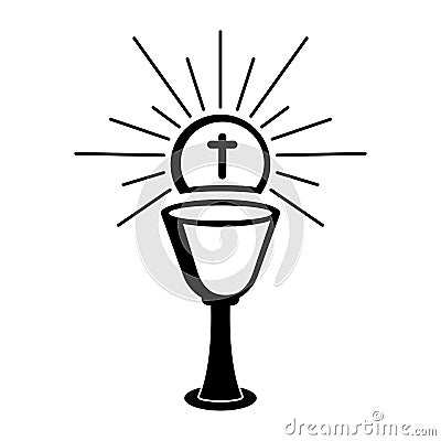 Outline of a chalice and host Vector Illustration