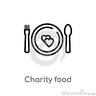 outline charity food vector icon. isolated black simple line element illustration from charity concept. editable vector stroke Vector Illustration