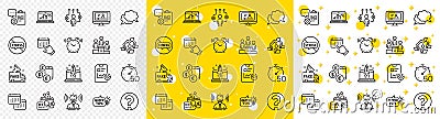 Outline Chat message, Report checklist and Teamwork chart line icons. For web app. Vector Stock Photo
