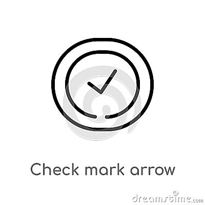 outline check mark arrow vector icon. isolated black simple line element illustration from user interface concept. editable vector Vector Illustration