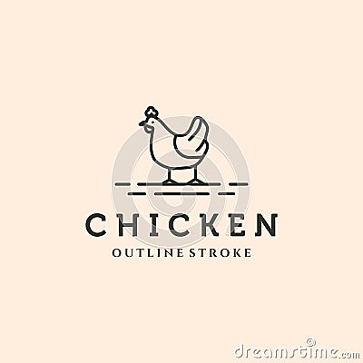 outline chicken line art logo vector symbol illustration design Vector Illustration