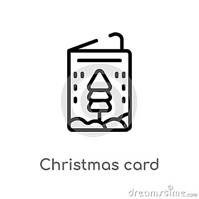 outline christmas card vector icon. isolated black simple line element illustration from winter concept. editable vector stroke Vector Illustration