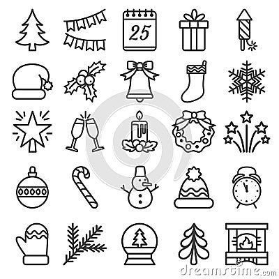 Outline christmas icons collection. Vector Illustration