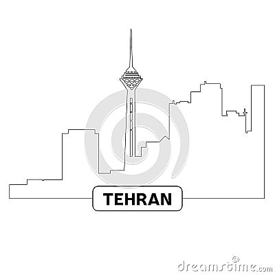 Cityscape of Tehran Vector Illustration