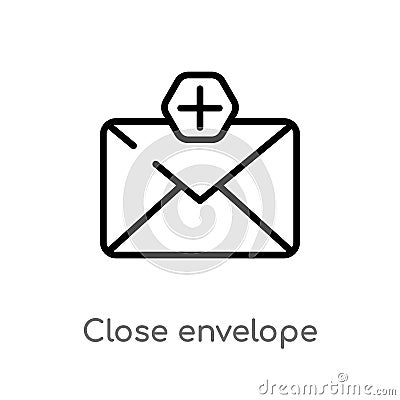 outline close envelope vector icon. isolated black simple line element illustration from web concept. editable vector stroke close Vector Illustration