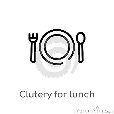 outline clutery for lunch vector icon. isolated black simple line element illustration from airport terminal concept. editable Vector Illustration