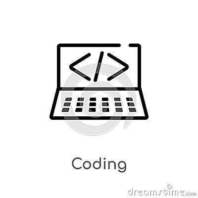 outline coding vector icon. isolated black simple line element illustration from strategy concept. editable vector stroke coding Vector Illustration