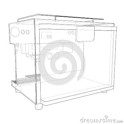 Outline coffee machine Cartoon Illustration