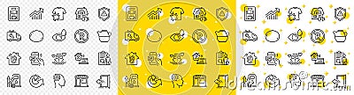 Outline Coffee maker, Demand curve and Macadamia nut line icons. For web app. Vector Vector Illustration