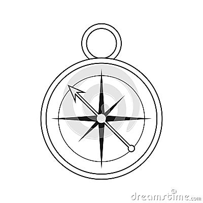 Outline compass location element camping Vector Illustration