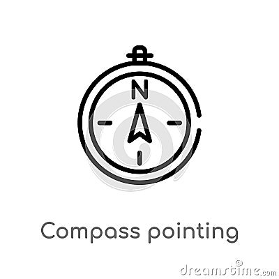 outline compass pointing north east vector icon. isolated black simple line element illustration from airport terminal concept. Vector Illustration