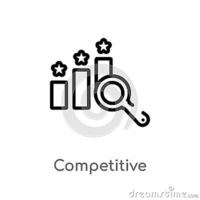 outline competitive vector icon. isolated black simple line element illustration from ethics concept. editable vector stroke Vector Illustration