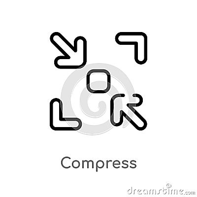 outline compress vector icon. isolated black simple line element illustration from user interface concept. editable vector stroke Vector Illustration