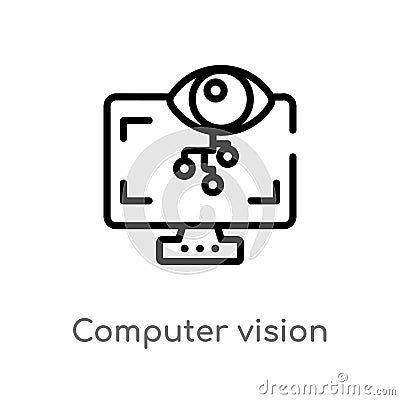 outline computer vision vector icon. isolated black simple line element illustration from general-1 concept. editable vector Vector Illustration