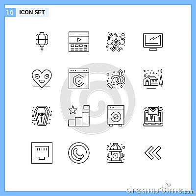 16 Outline concept for Websites Mobile and Apps pc, device, user, monitor, services Vector Illustration