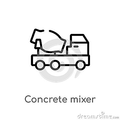 outline concrete mixer vector icon. isolated black simple line element illustration from construction tools concept. editable Vector Illustration