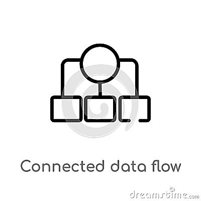 outline connected data flow chart vector icon. isolated black simple line element illustration from user interface concept. Vector Illustration