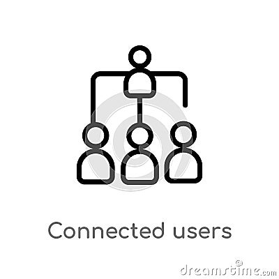 outline connected users in flow chart vector icon. isolated black simple line element illustration from user interface concept. Vector Illustration