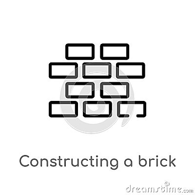 outline constructing a brick wall vector icon. isolated black simple line element illustration from construction concept. editable Vector Illustration