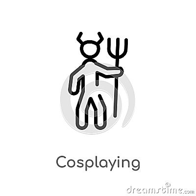 outline cosplaying vector icon. isolated black simple line element illustration from activity and hobbies concept. editable vector Vector Illustration
