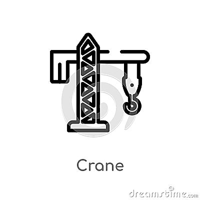 outline crane vector icon. isolated black simple line element illustration from industry concept. editable vector stroke crane Vector Illustration