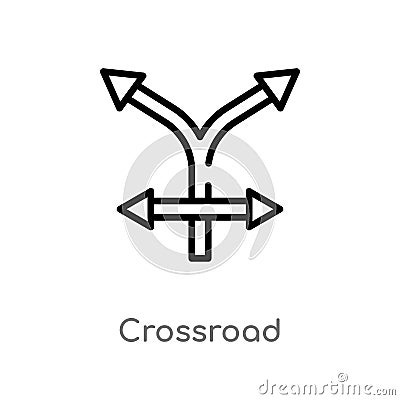 outline crossroad vector icon. isolated black simple line element illustration from user interface concept. editable vector stroke Vector Illustration