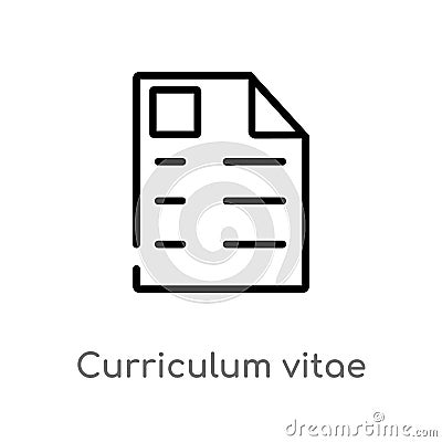 outline curriculum vitae vector icon. isolated black simple line element illustration from human resources concept. editable Vector Illustration