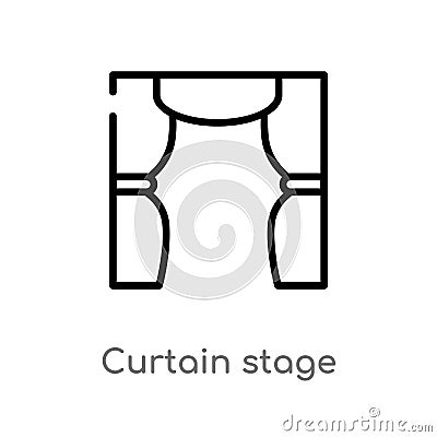 outline curtain stage vector icon. isolated black simple line element illustration from entertainment and arcade concept. editable Vector Illustration