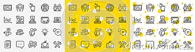 Outline Customer survey, Touchscreen gesture and Smile line icons. For web app. Vector Vector Illustration